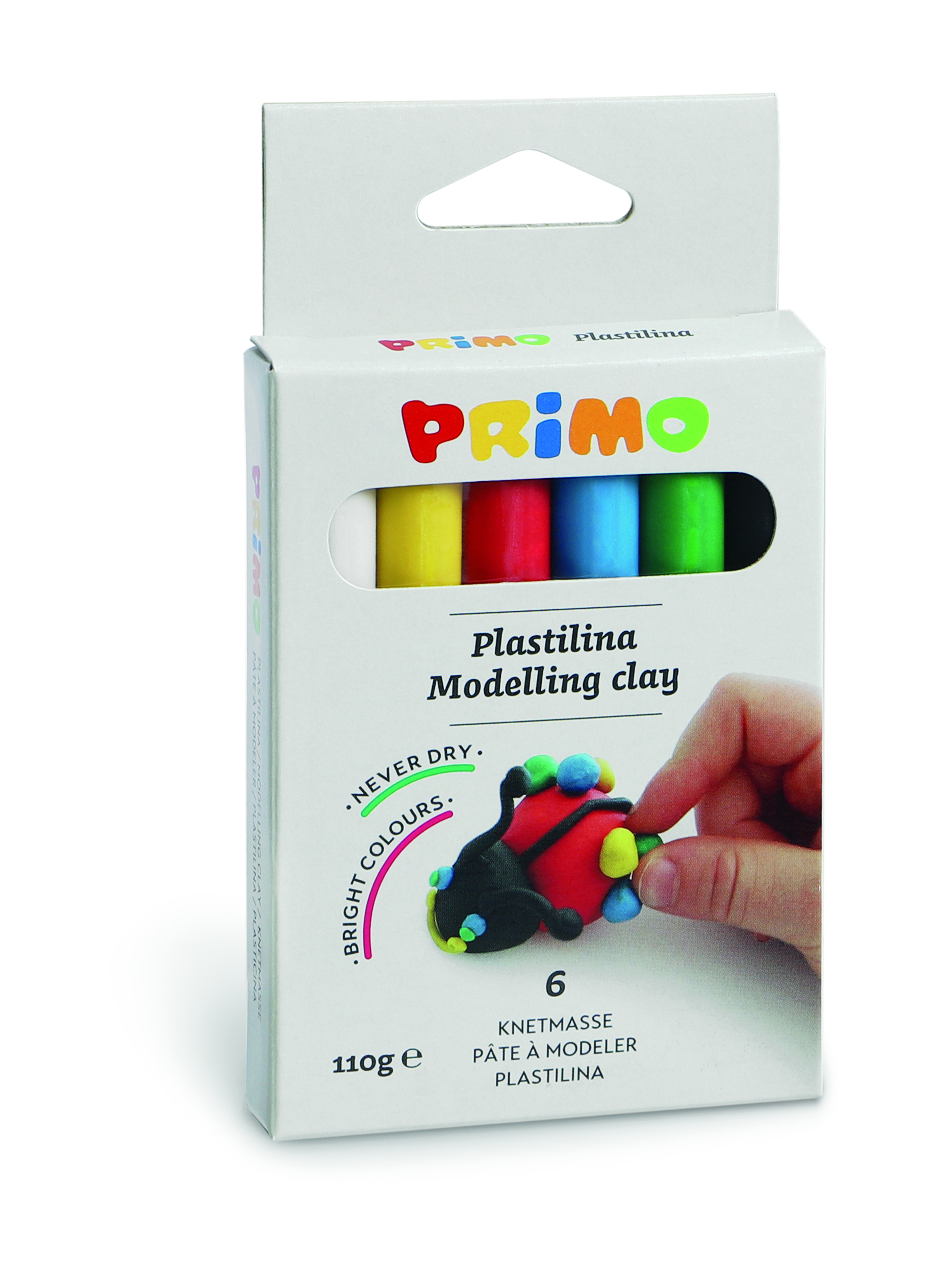 PRIMO Knetmasse 6er Set 110g, 6 Farben sort.