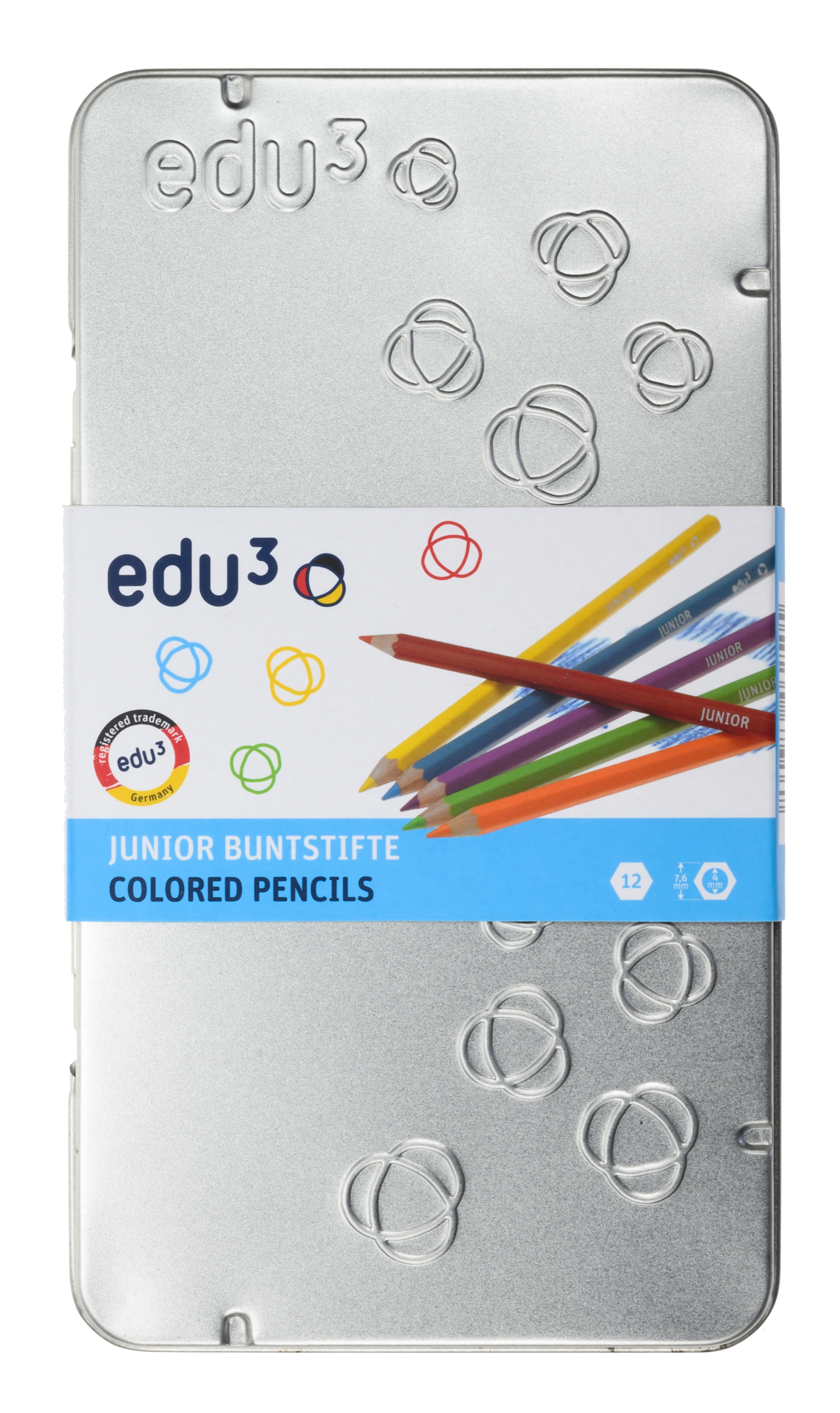 edu³ JUNIOR colored pencils hex tin box