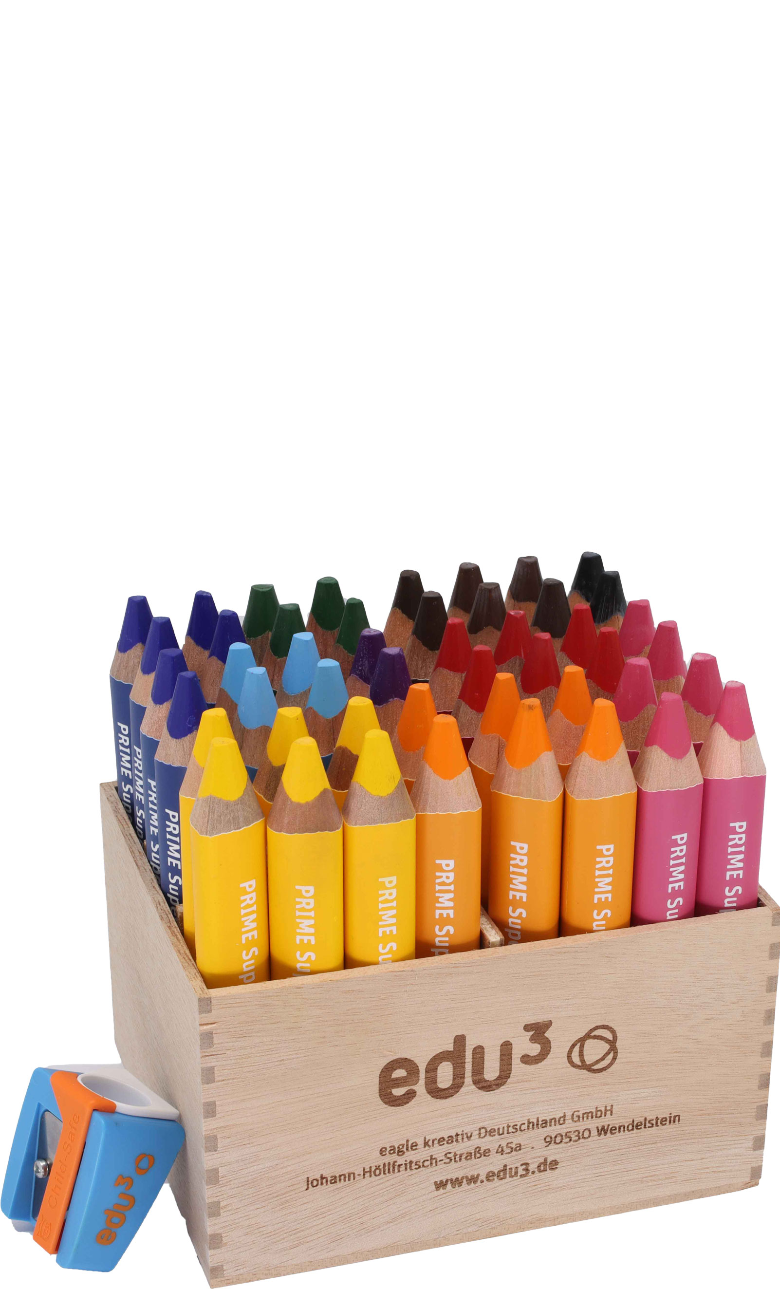 edu³ PRIME Super Jumbo colored pencils tri wooden display