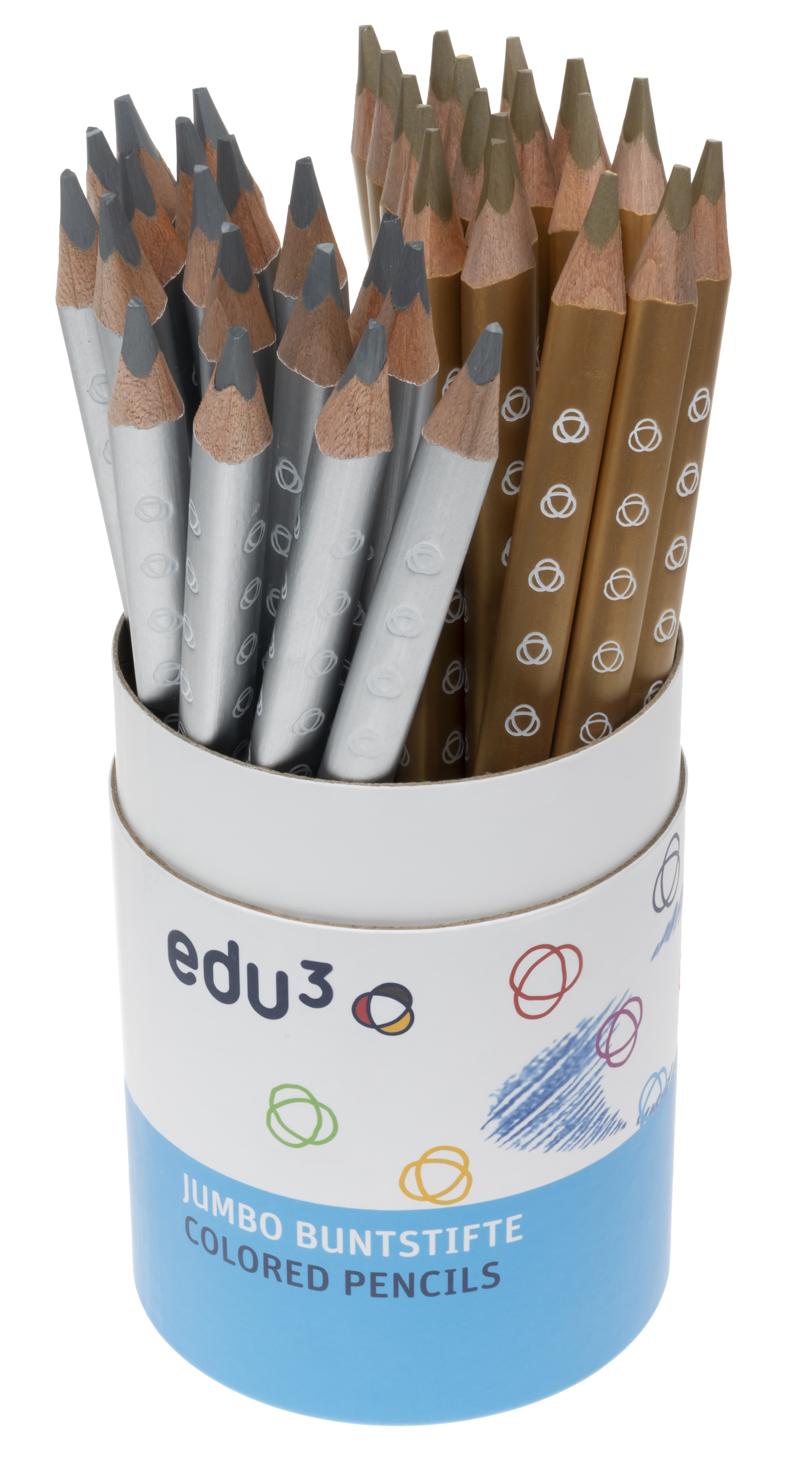 edu³ Jumbo colored pencil tri cup gold+silver