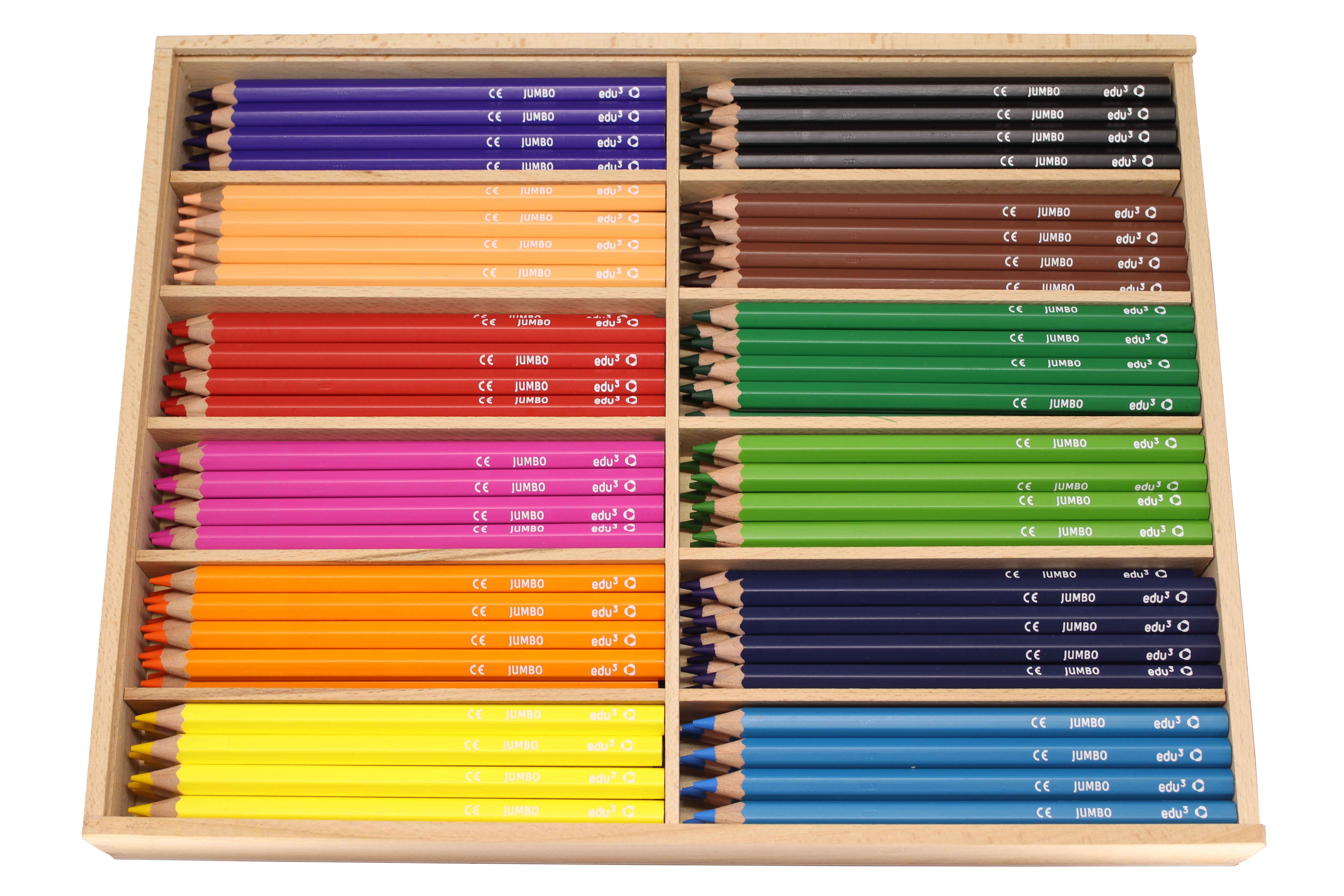 edu³ Crayons de couleur hex wooden box