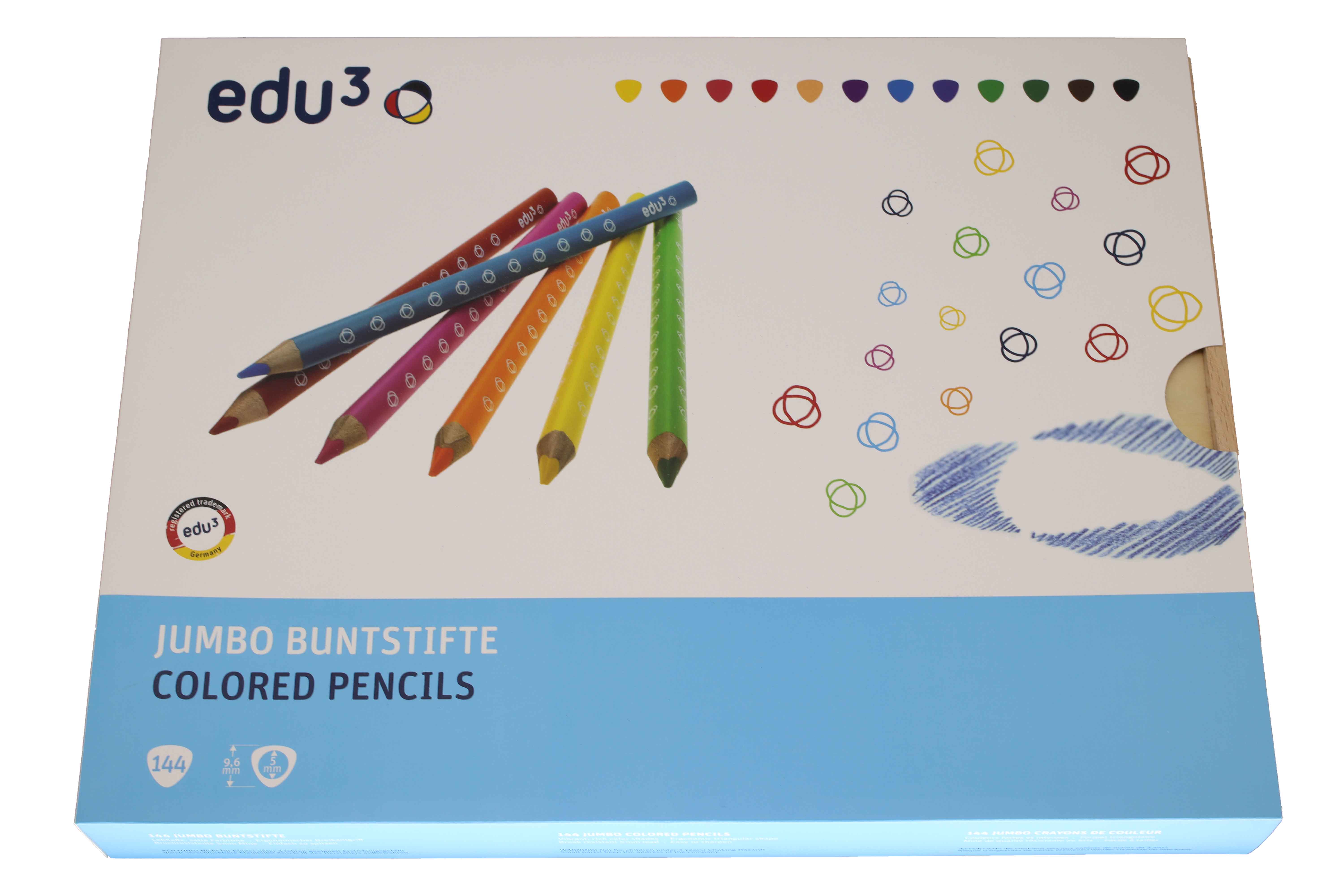 edu³ Jumbo colored pencil tri wooden box