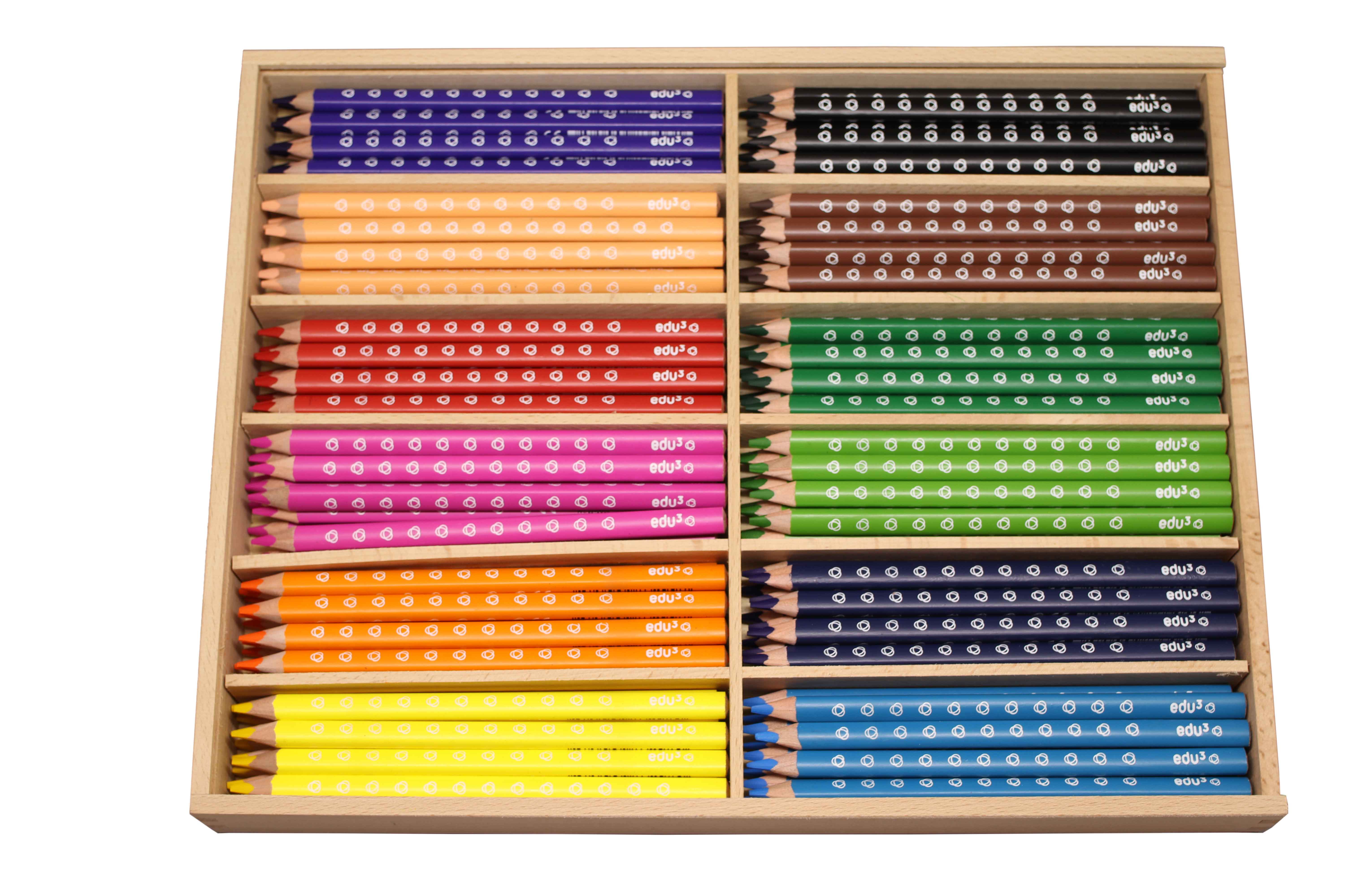 edu³ Jumbo colored pencil tri wooden box