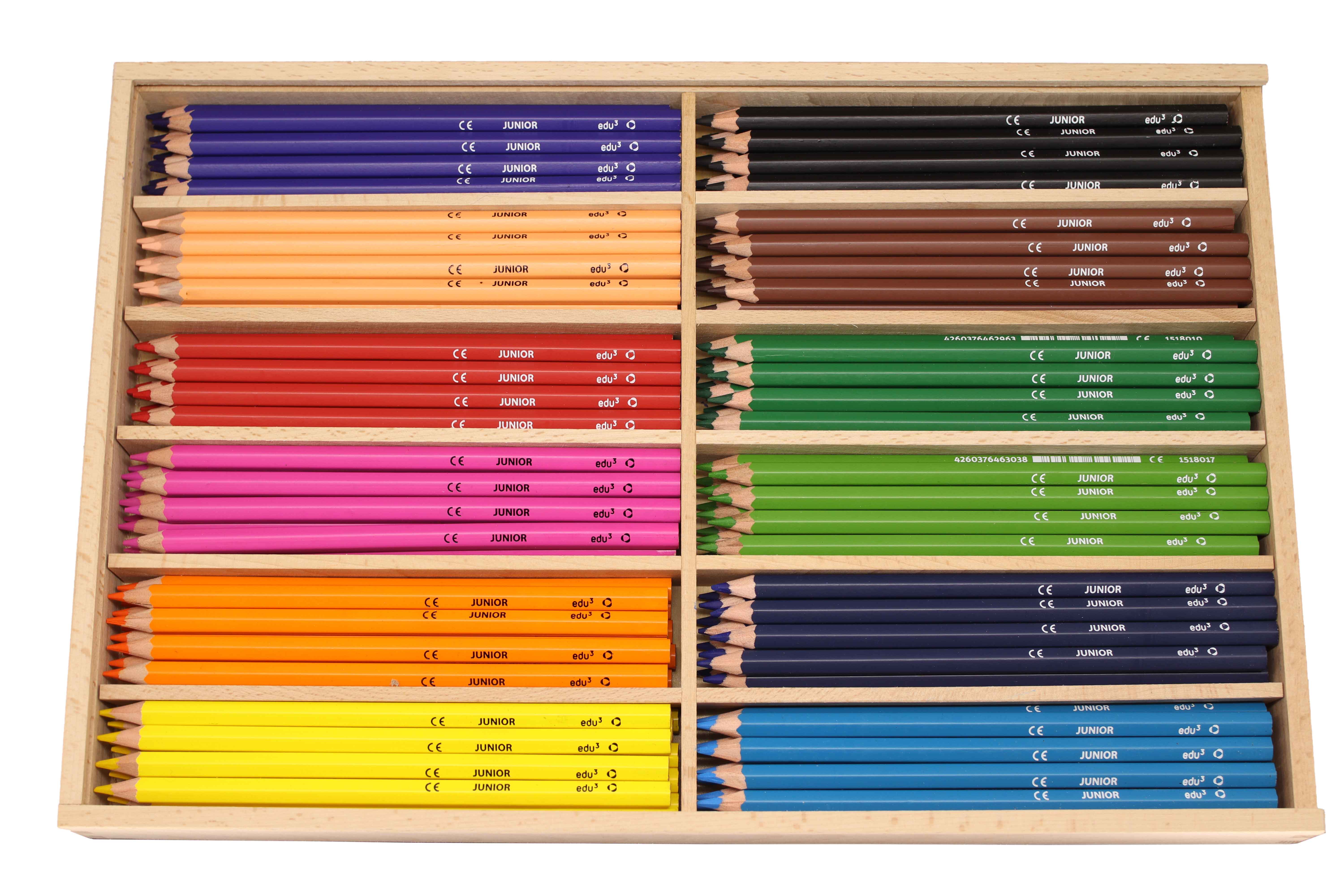 edu³ JUNIOR colored pencils hex wooden box