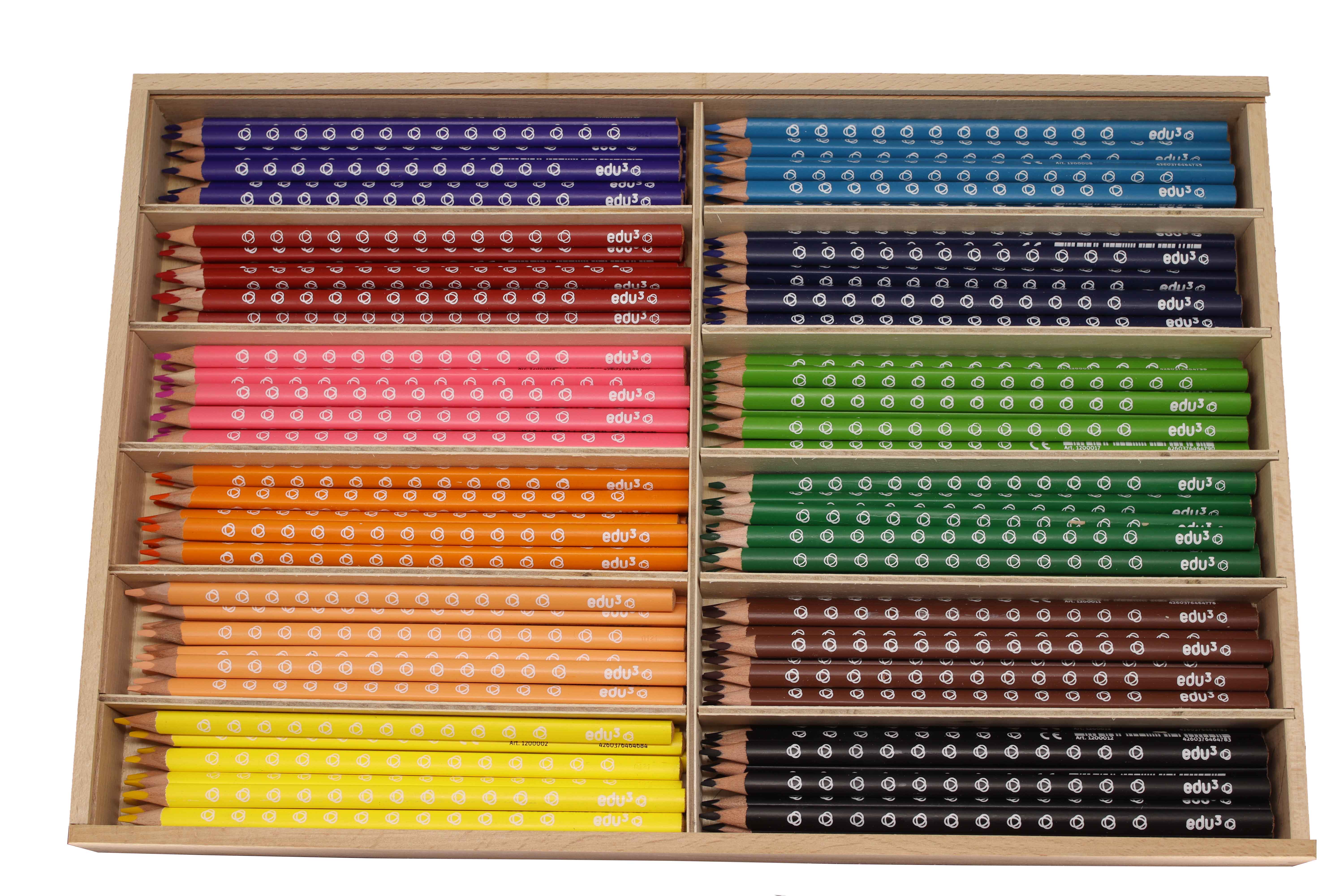edu³ colored pencil tri wooden box