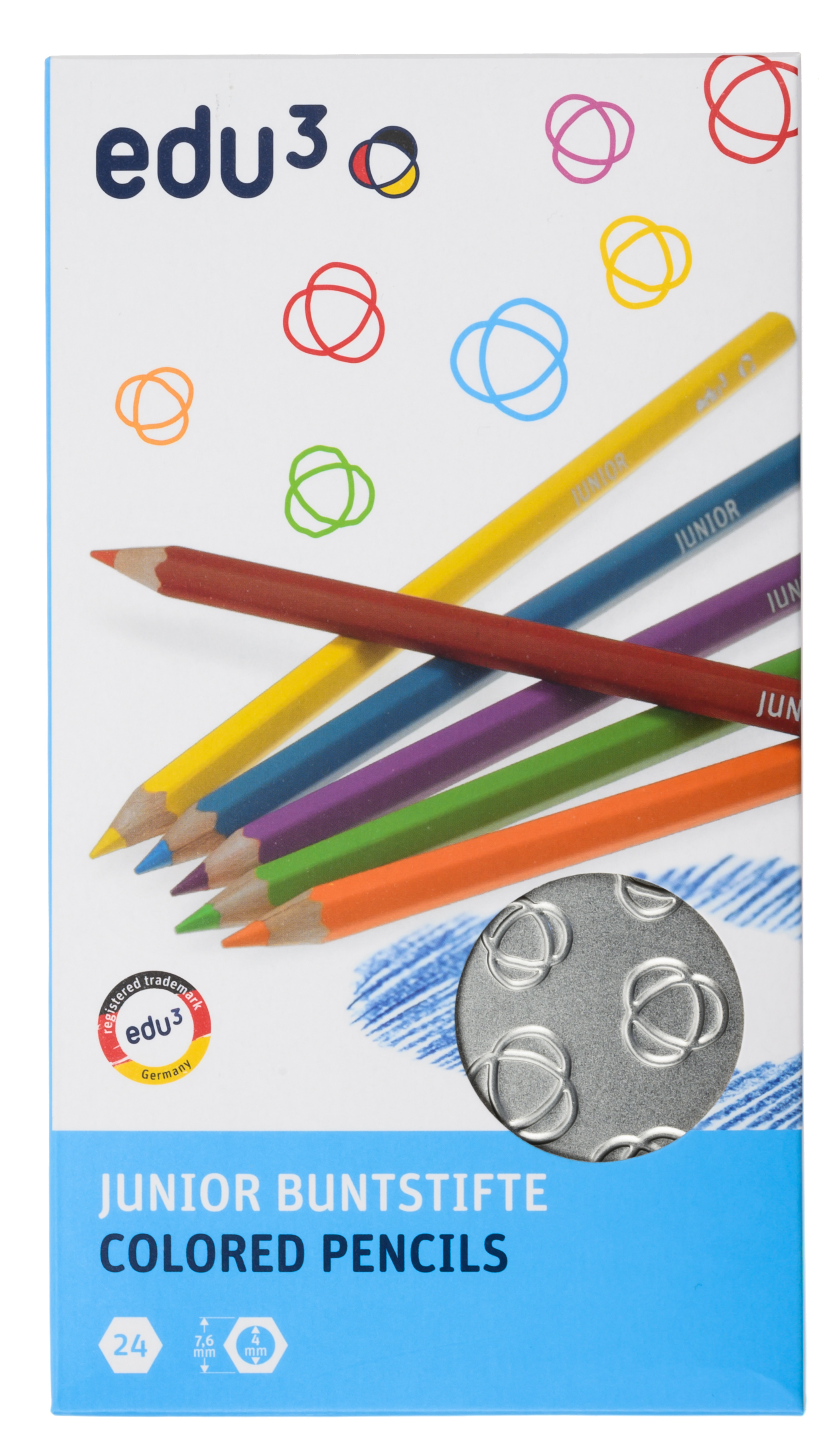 edu³ JUNIOR colored pencils hex tin box
