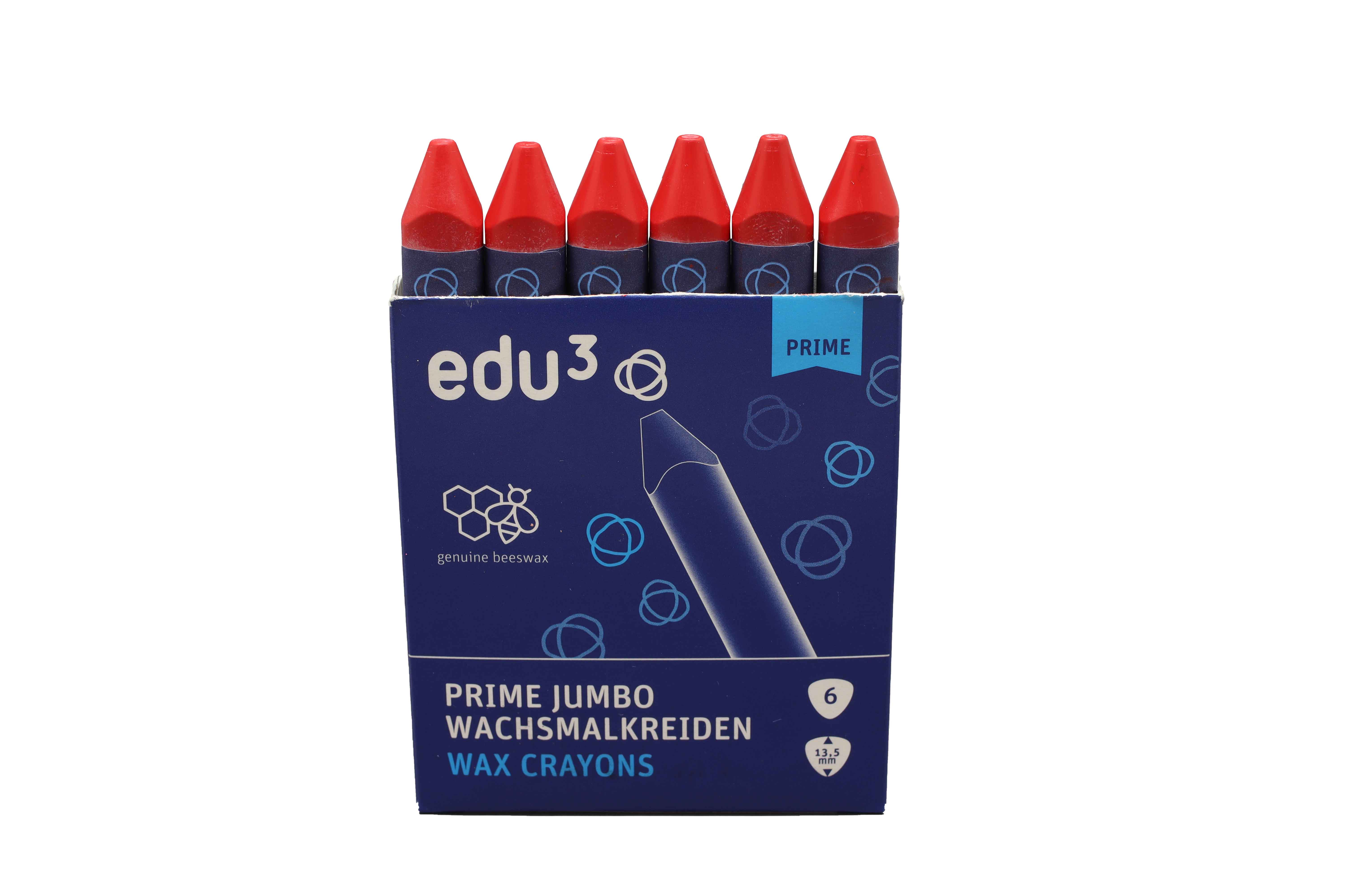 edu³ PRIME Jumbo wax crayons red