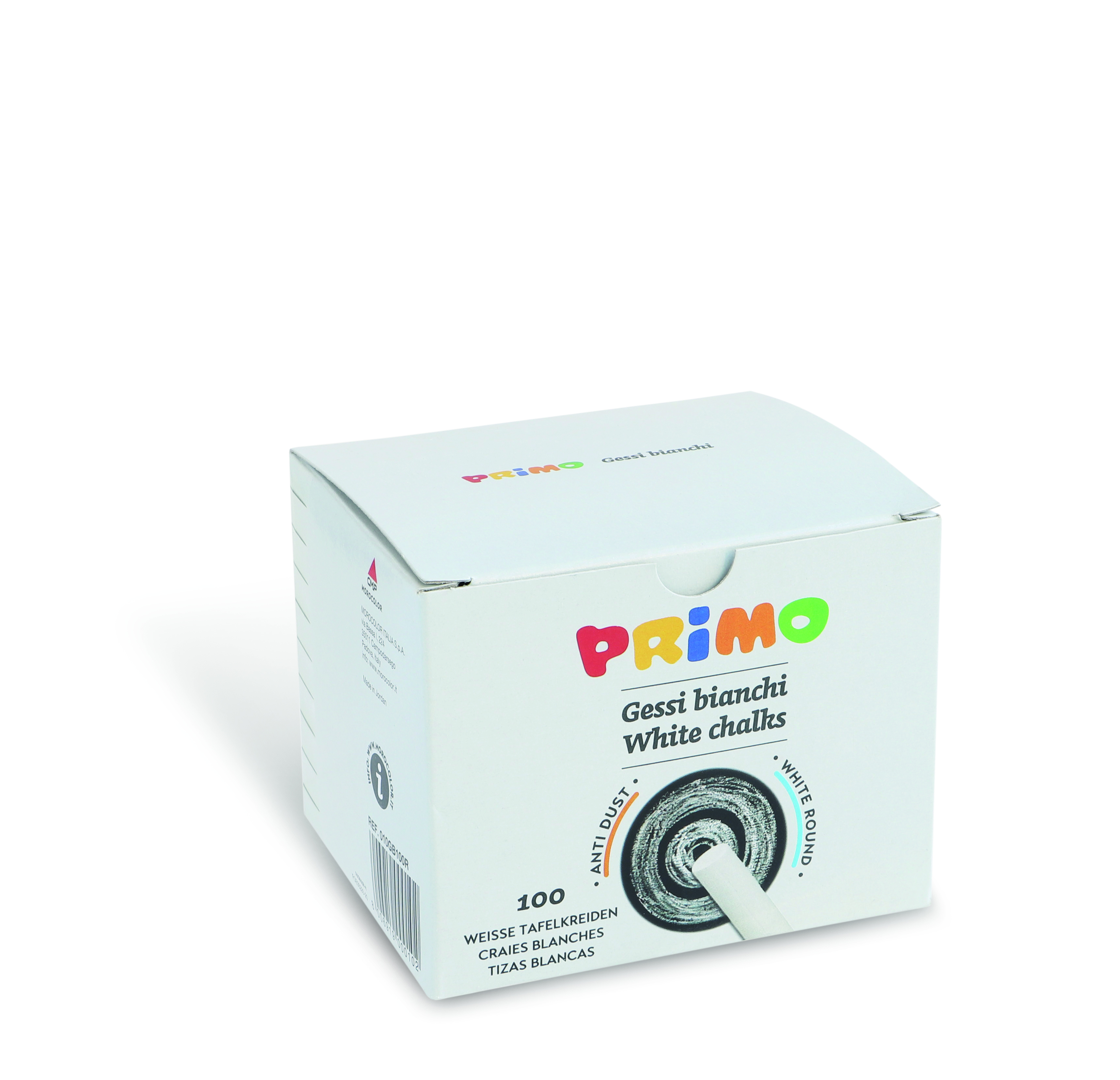 PRIMO Tafelkreide rund weiß V100 9-80mm, Karton mit 100 Stk