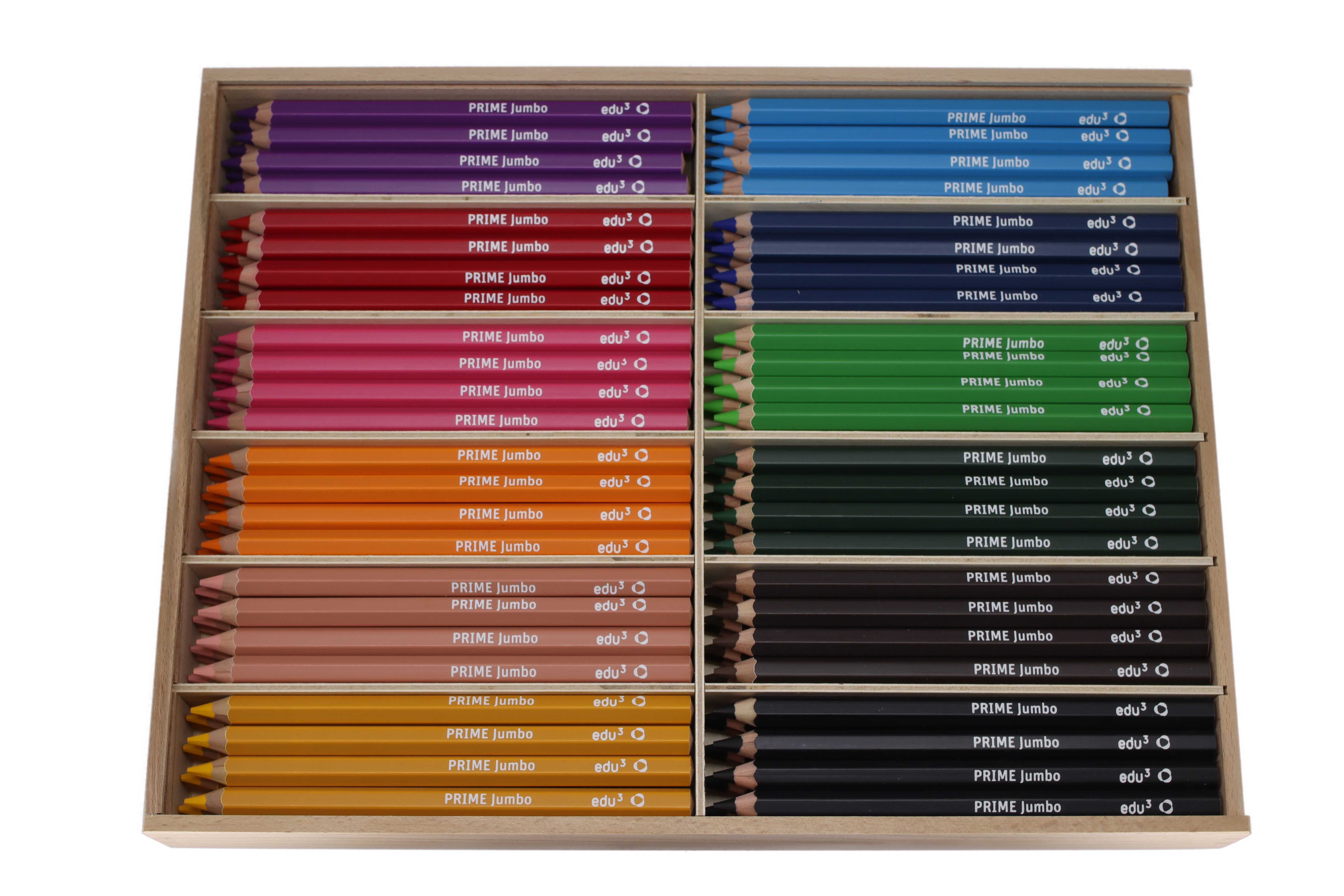 edu³ PRIME Jumbo colored pencils hex wooden box